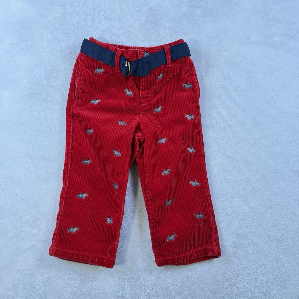 Ralph Lauren Polo Infant 18 Months Red Corduroy Puppy Pattern Pants